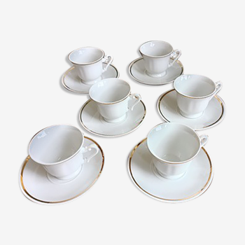 6 Yugoslav porcelain coffee cups - FP Zaječar - white and gilding