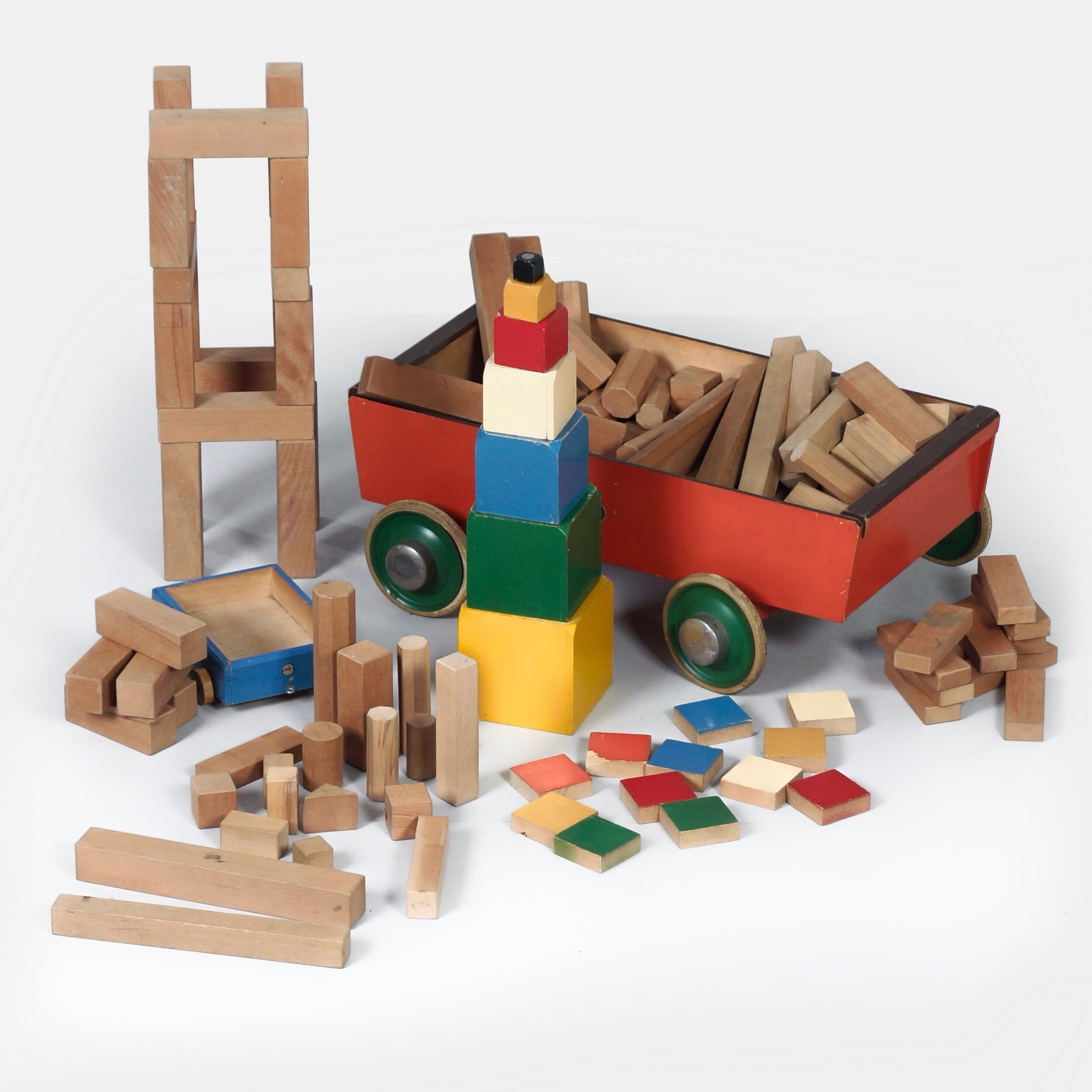 Block wagon 'Bouwmeester No. 117' by ADO, 1950s – large model, 123 pieces