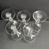 5 verres en cristal léger soufflé, taillé et guilloché