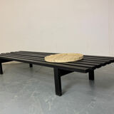 XL Vintage MCM Martin Visser black slat bench coffee table, 1960s