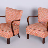 Paire de fauteuils en hêtre art deco fabriqués dans les années 1930, tchéquie, vernis revivifié