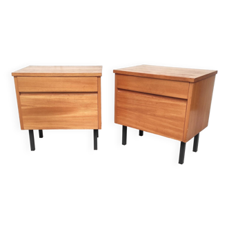 Pair of bedside tables with steel legs, 1960