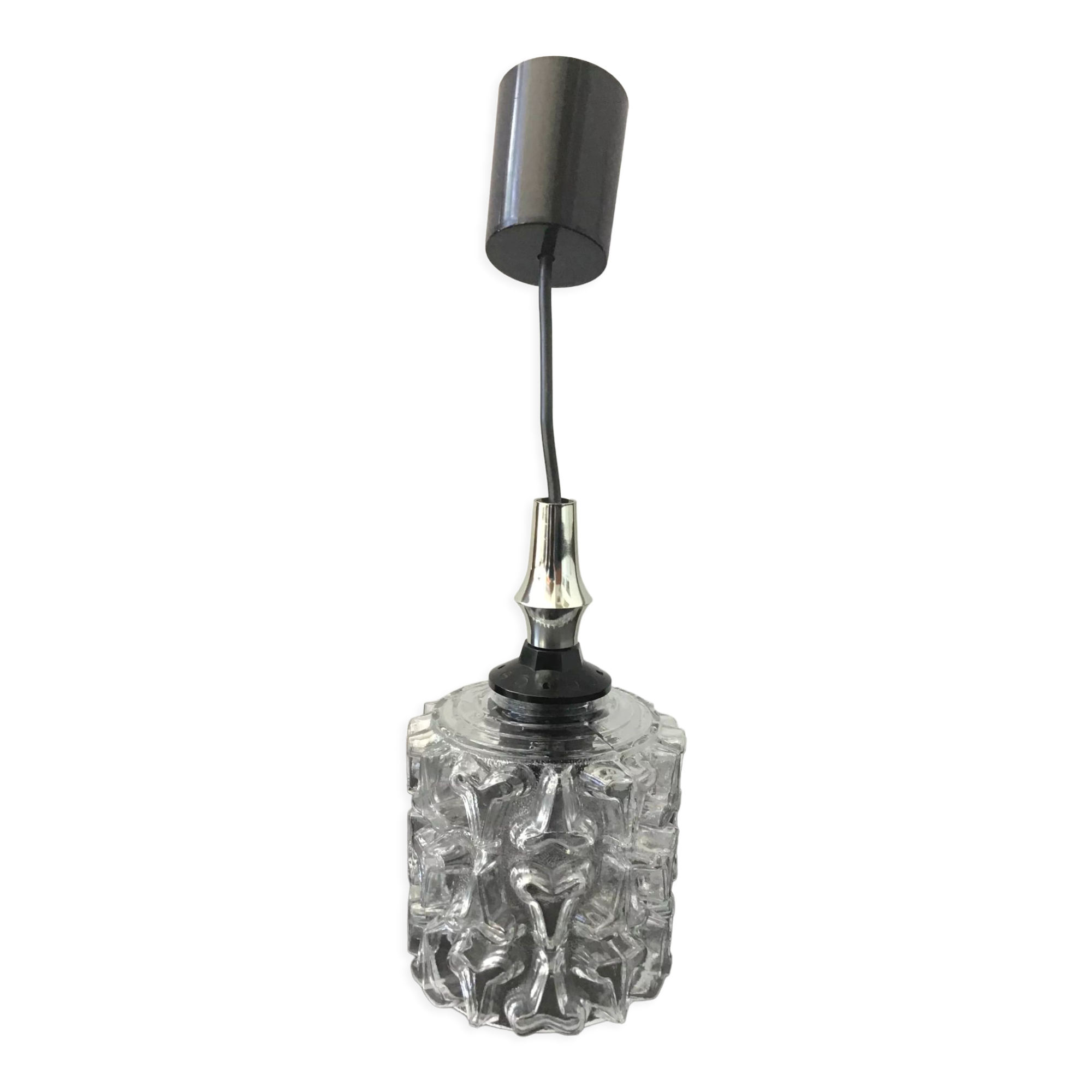 Moulded glass pendant lamp, 70s