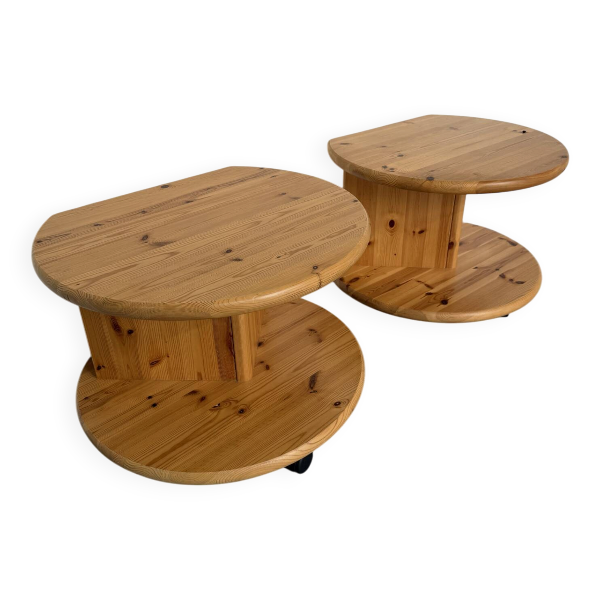 Side table, end table X2, solid pine, 1970s design.