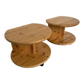 Table d’appoint bout de canapé X2 pin massif design années 70