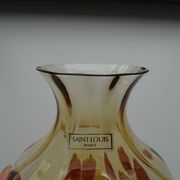Crystal vase Saint Louis venetian amber orange ribs signed
