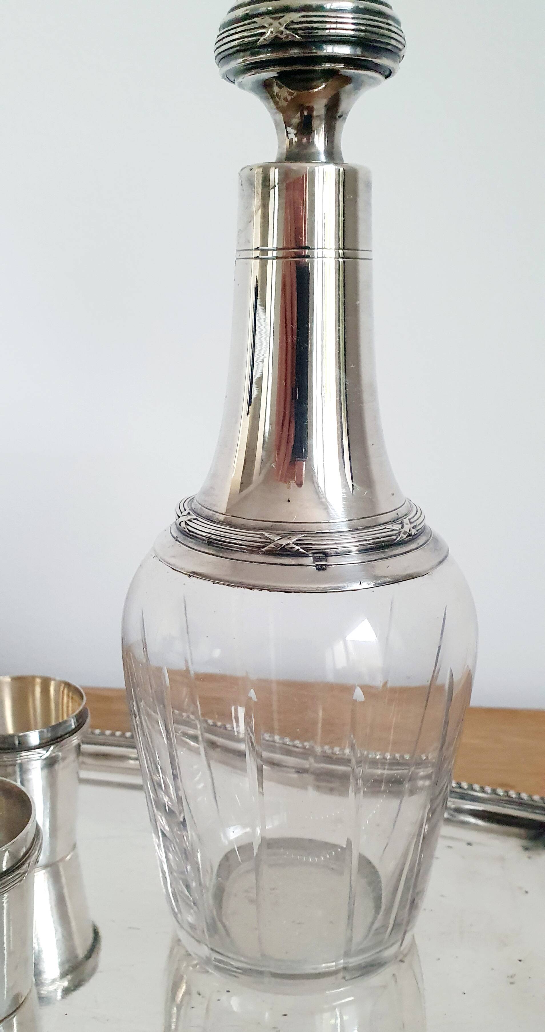 Silver and crystal liquor service