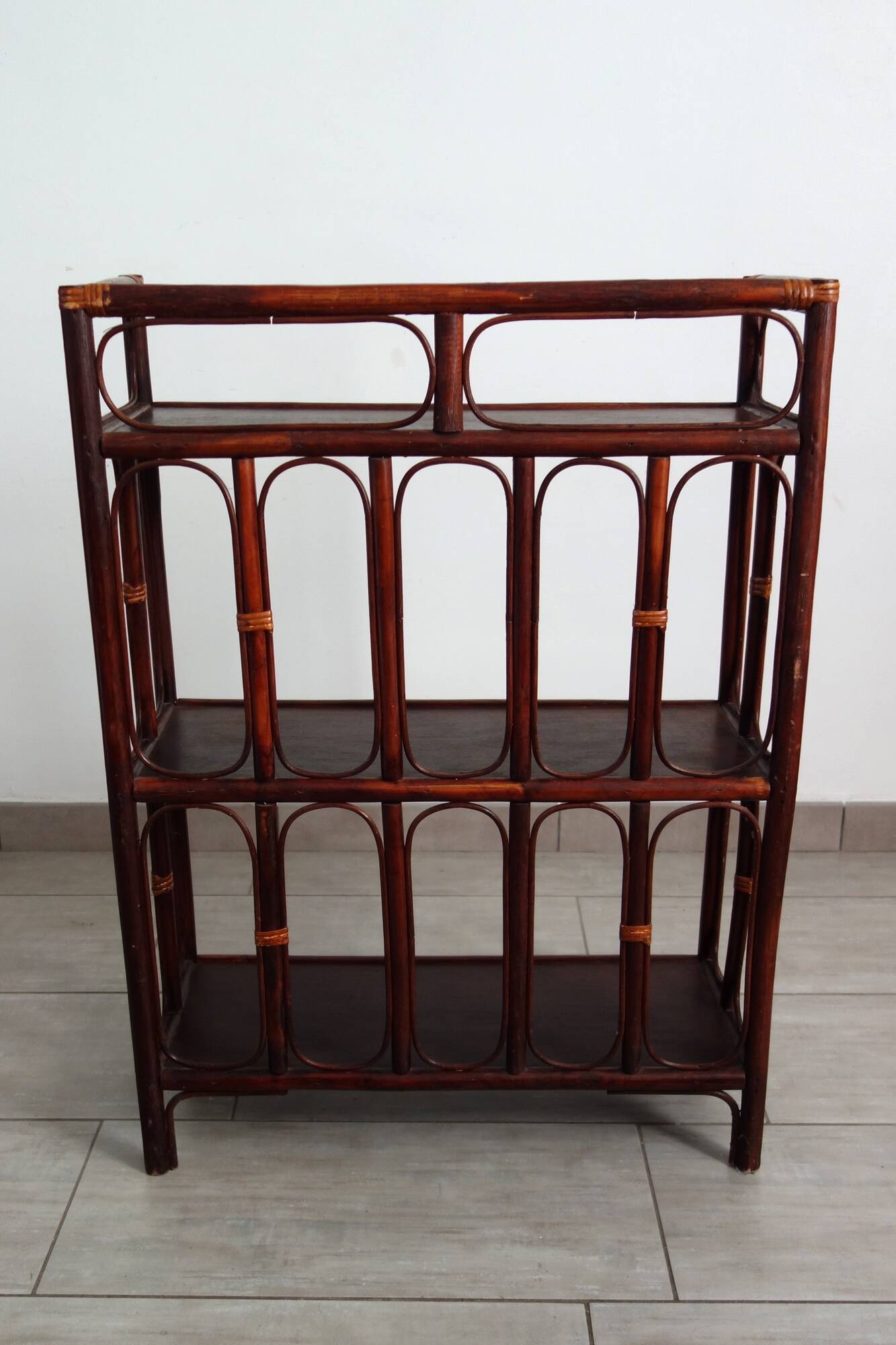 Vintage bamboo and rattan shelf