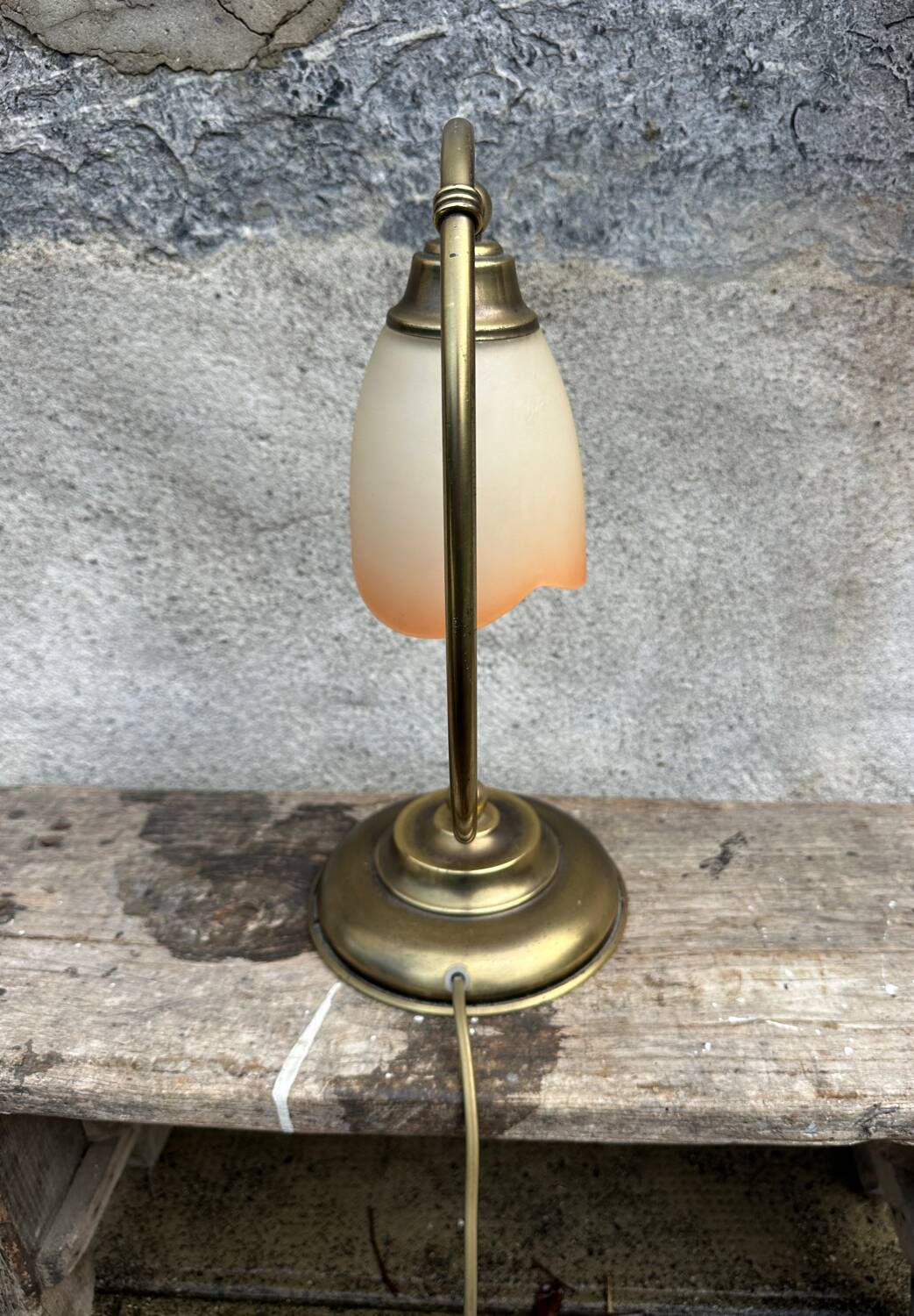 Tulip desk lamp, bedside lamp in brass and blown glass J.P Rycka