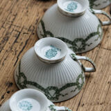 Set of cups and saucers, Sarreguemines porcelain, decoration "laurels"