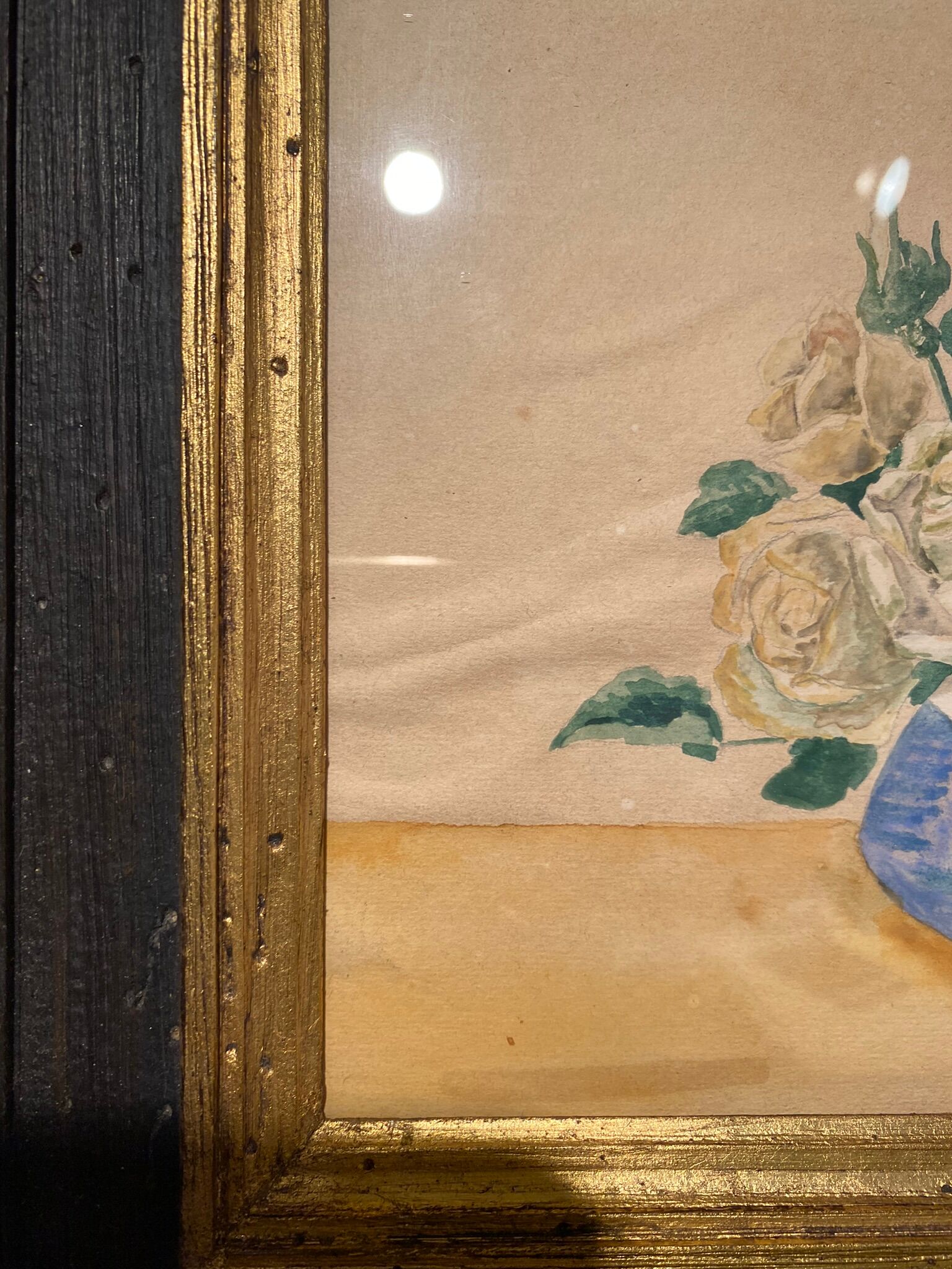 Old painting, still life with roses, XX century