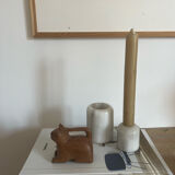 Set of vintage grey marble candle holders