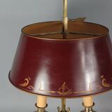 Old bronze & sheet metal bouillote lamp with 3 lights, electrified Good condition S192