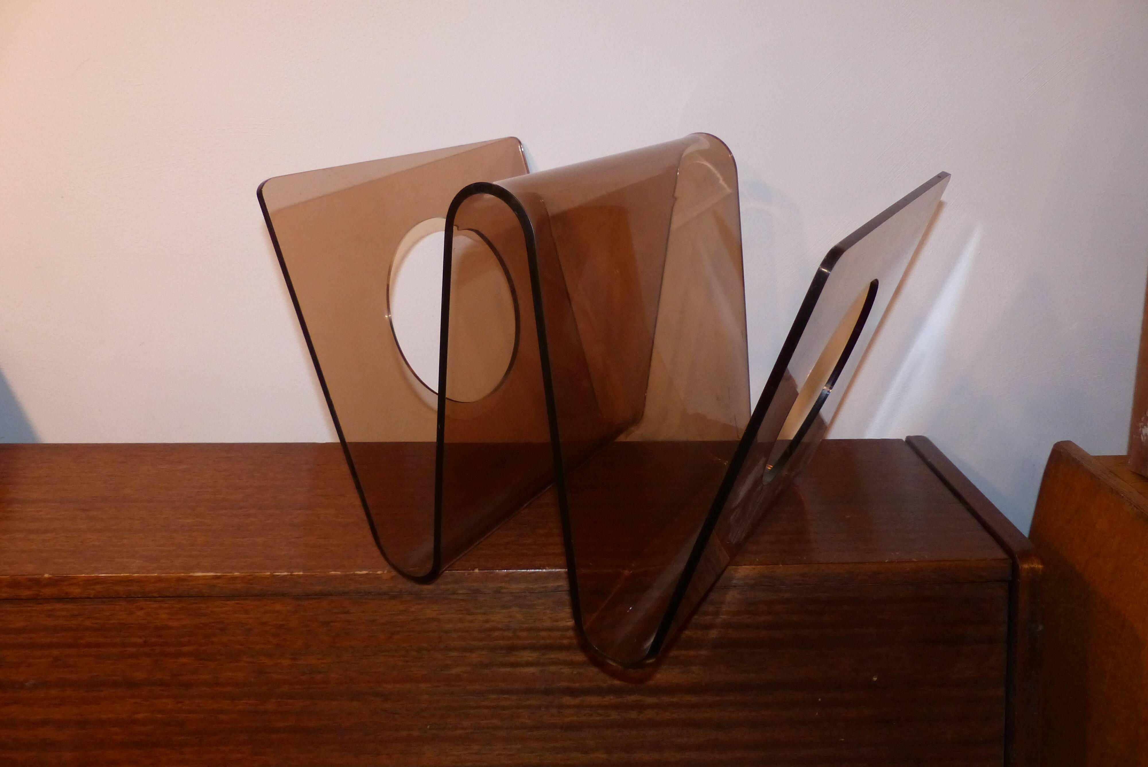 70s smoked Plexiglas magazine door
