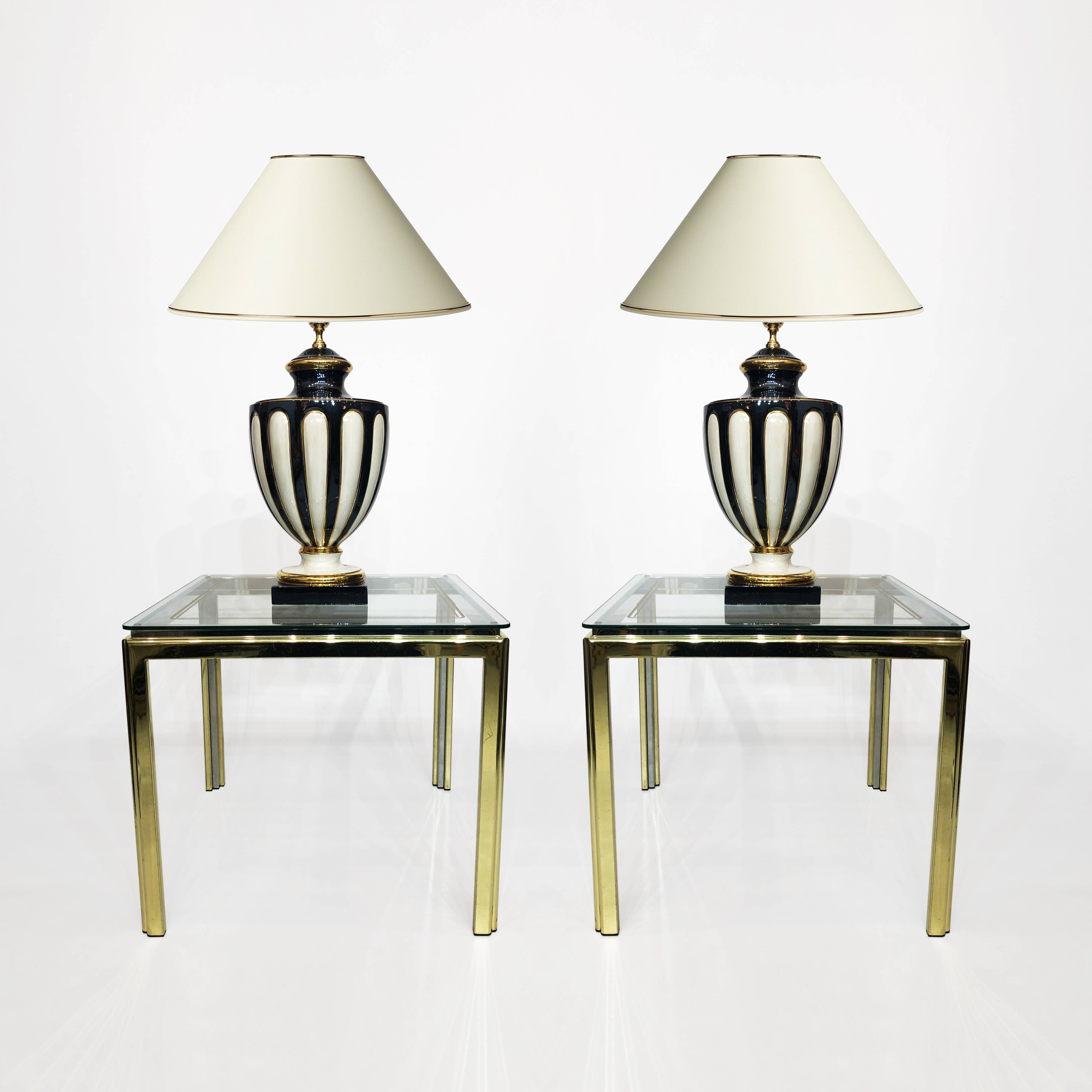 1970s Brass And Chrome Side Tables Renato Zevi Glass