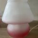 Pair of frosted pink glass mushroom lamps