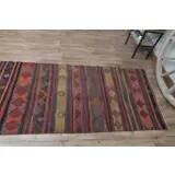 Tapis Kilim en laine et coton turc fait main vintage des années 1970 101x382