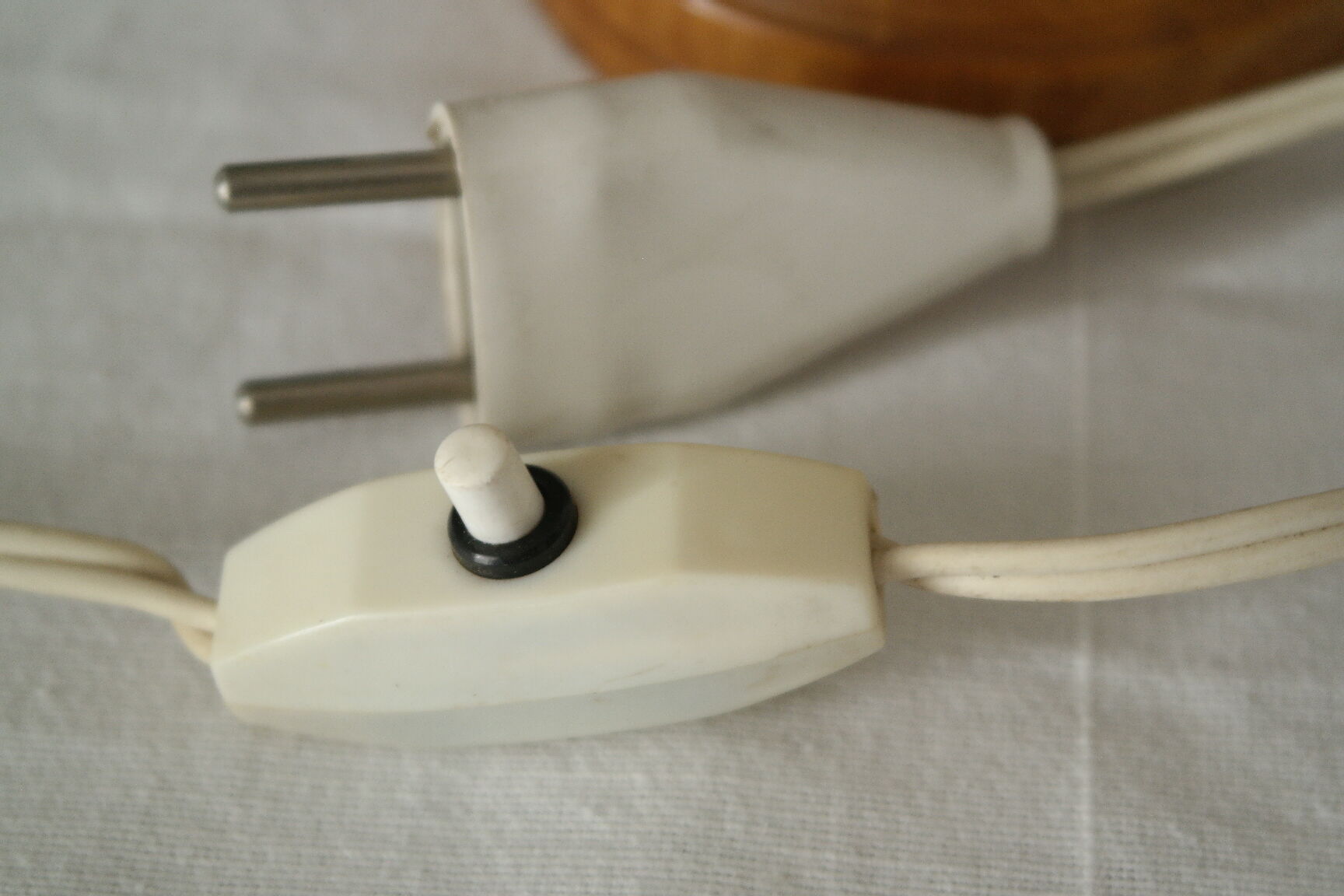 Vintage design lamp in olive wood