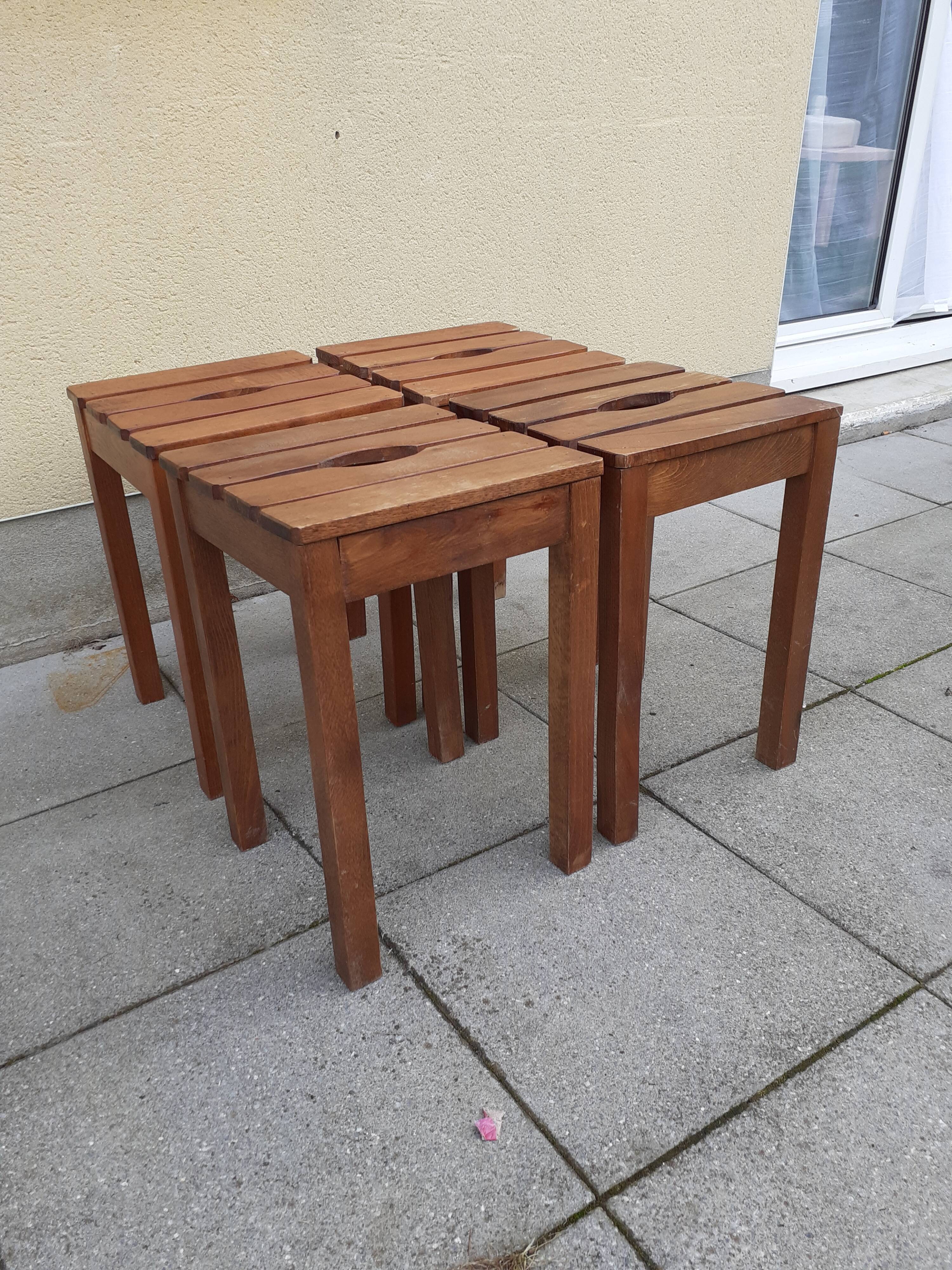 Set of 4 wooden stool