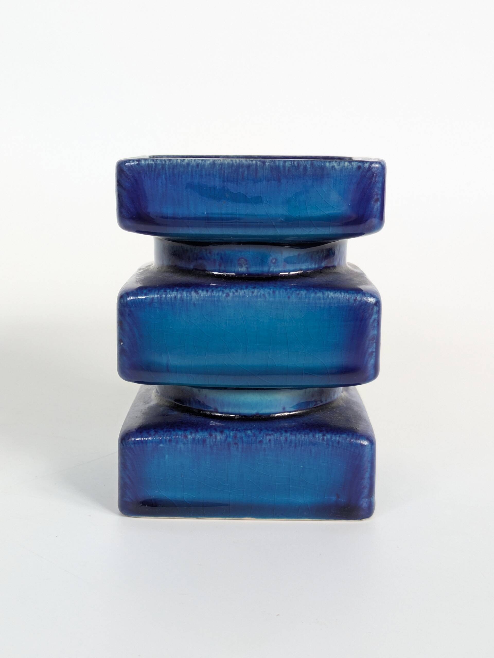 Cari Zalloni vase for Steuler, model 5101, Blue Space Age Ceramic