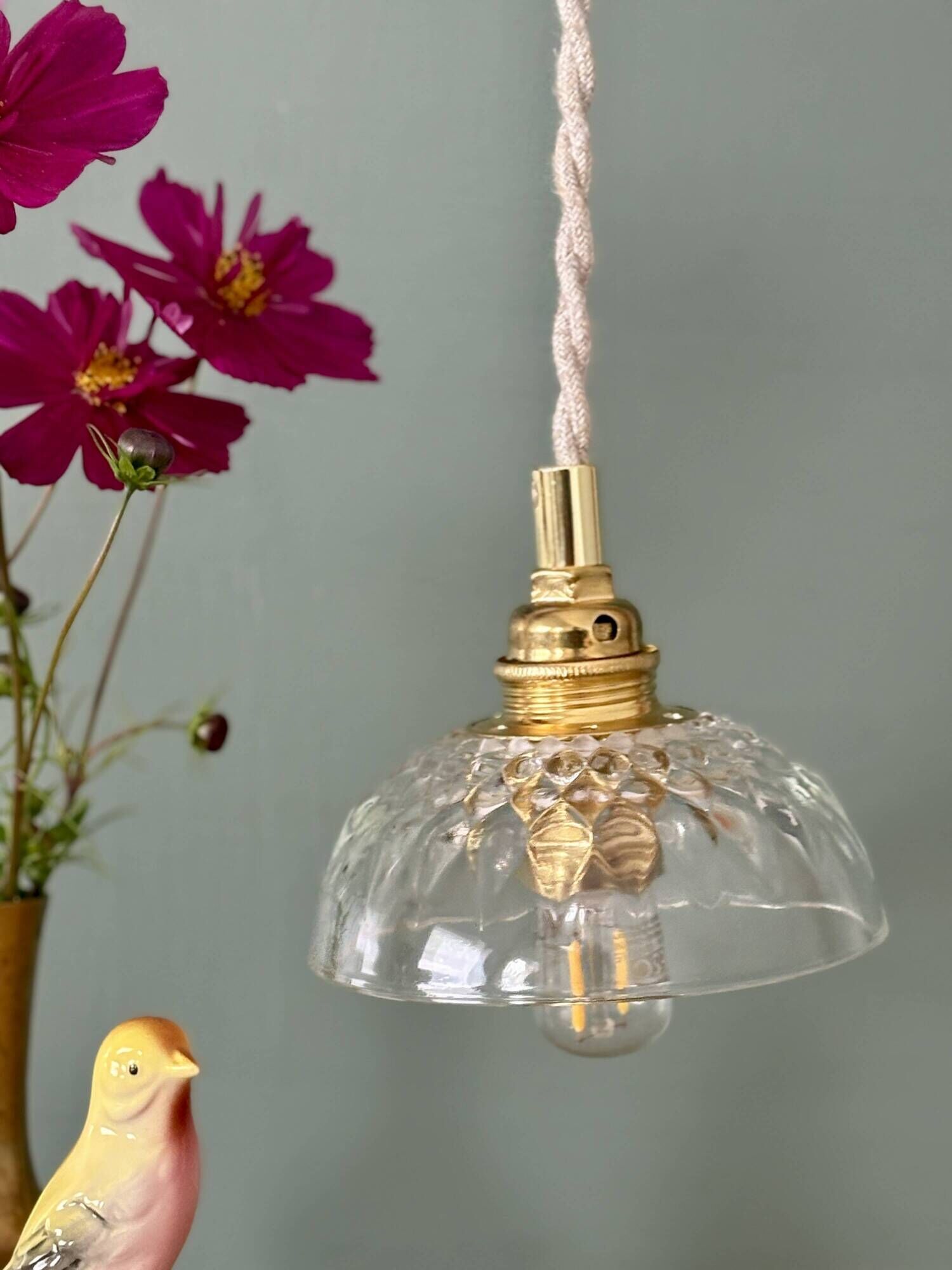 Vintage glass pendant light - tableware collection (UD1)