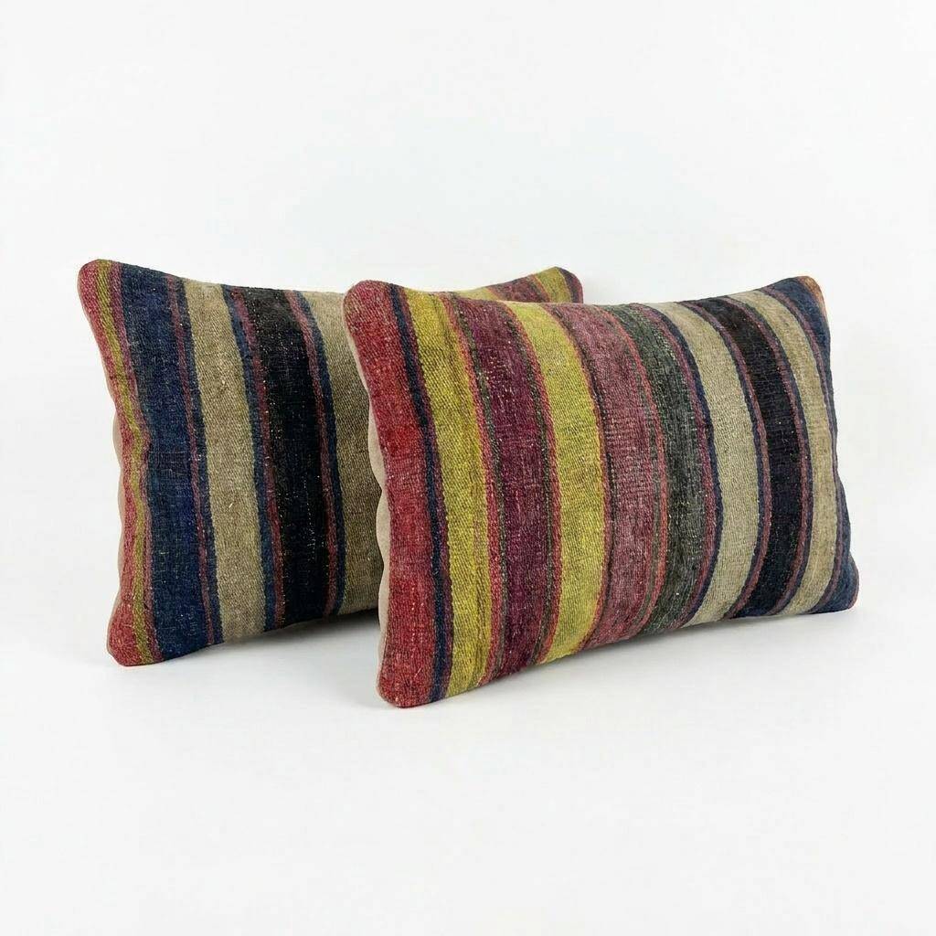 Set of 2 vintage kilim cushion covers 41x61 cm