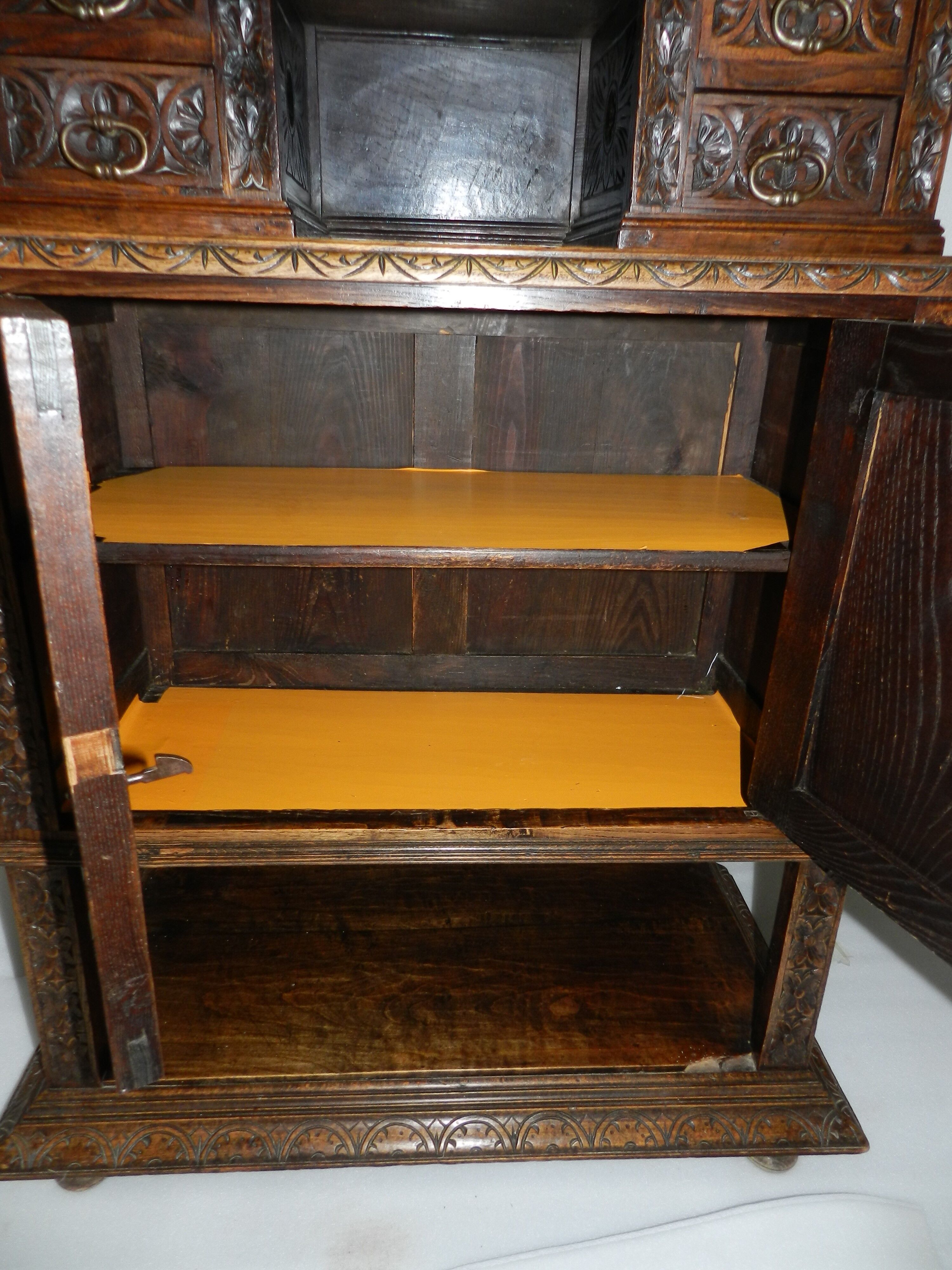 Furniture 2 Breton bodies in oak wood carved with characters