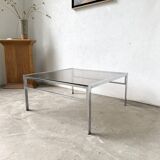 Modernist chrome and smoked glass coffee table, circa 1970