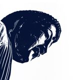 Handmade linocut of the Buddha of Kamakura Prussian blue version in limited edition, signed