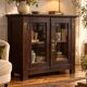 Antique low display cabinet with two glass doors,