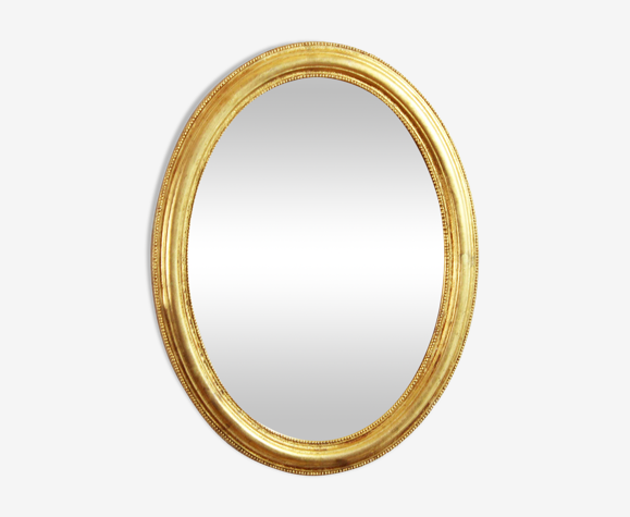 Miroir ovale doré à la feuille