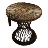 Round wicker garden side table