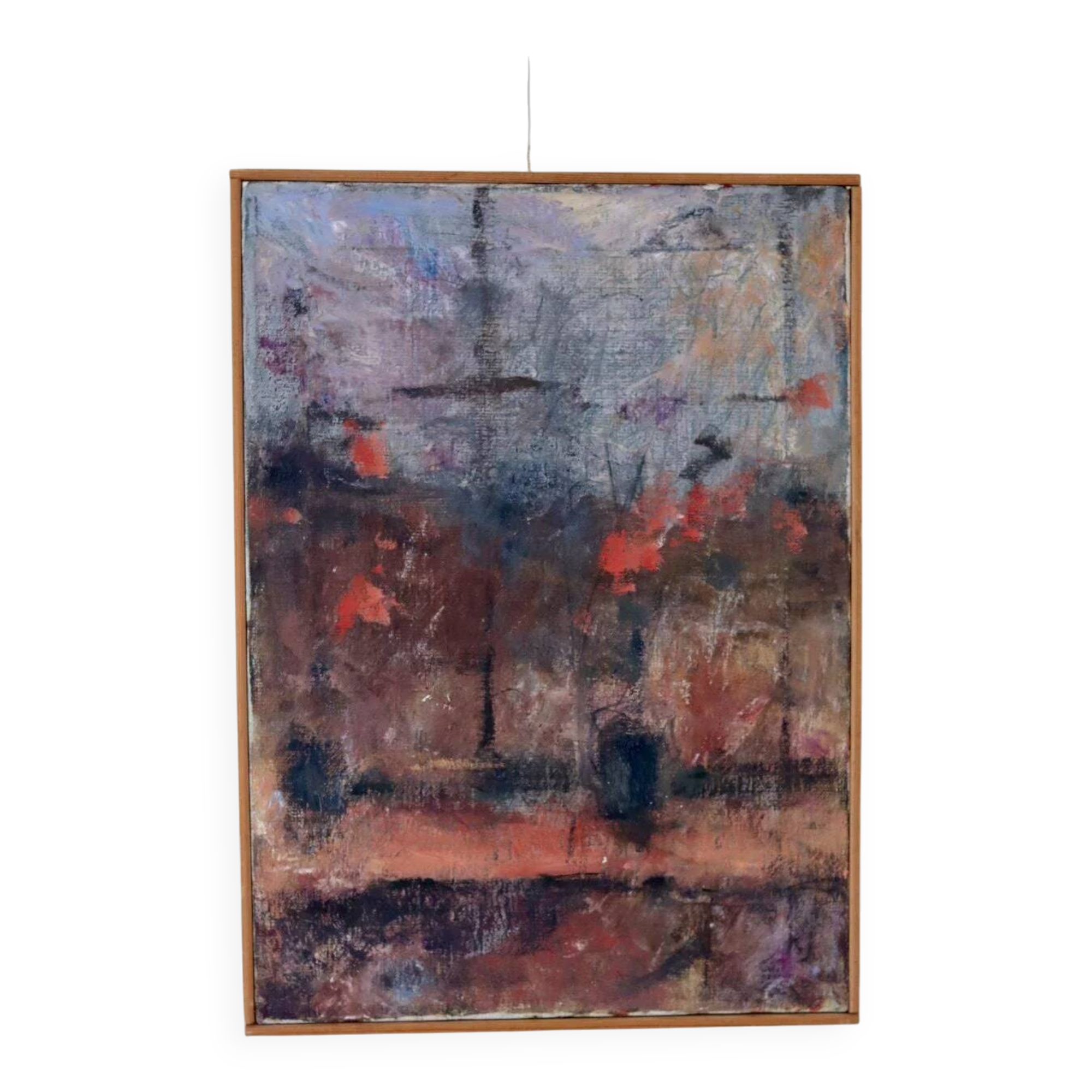 Abstract oil on canvas "warm tones", mid-20th century