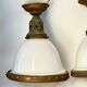Bauhaus Art Deco Suspension Set in Opaline Glass and Brass 1930