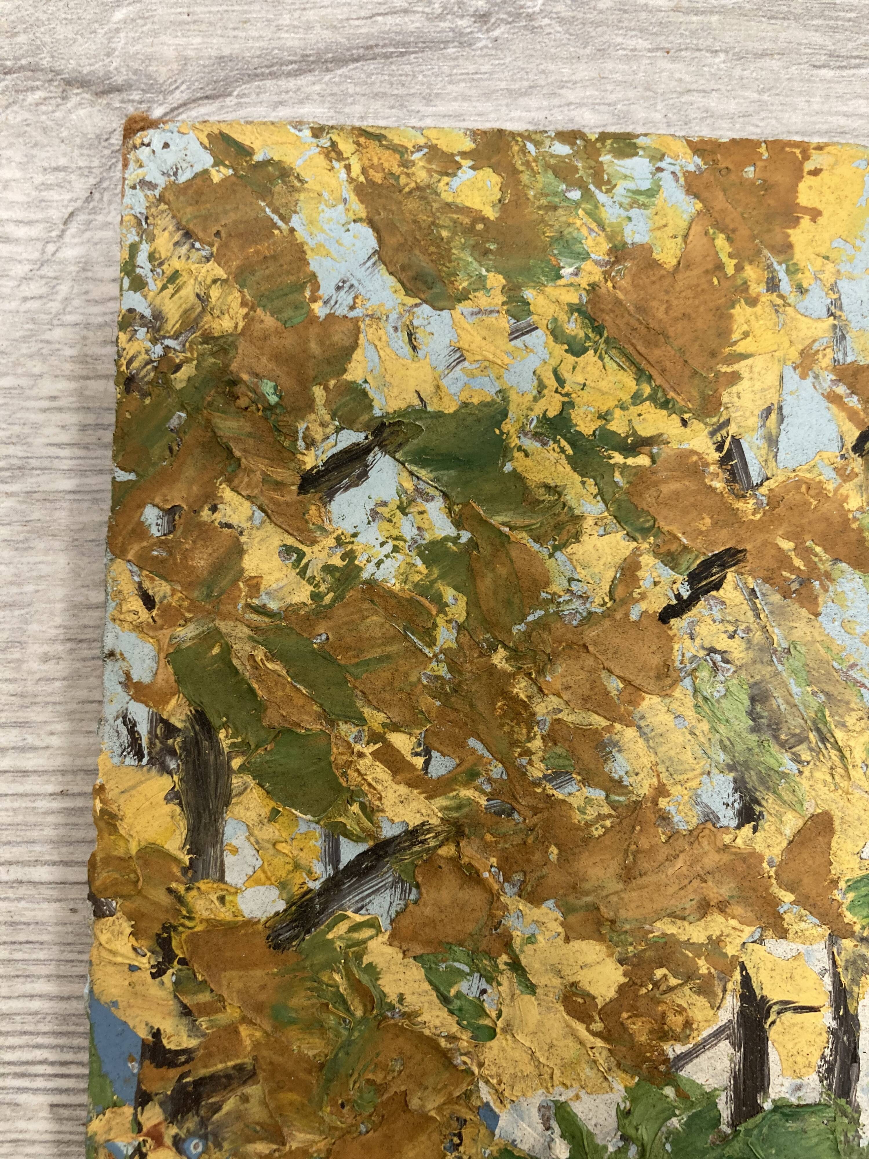 Oil on panel Landscape at the watercourse