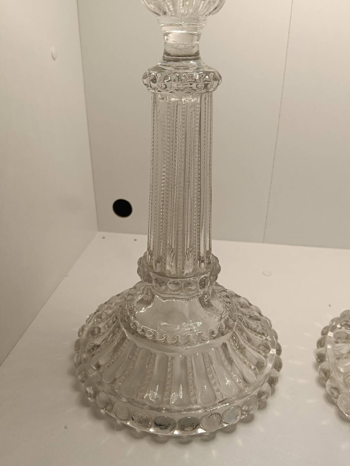 Pair of vintage glass candlesticks