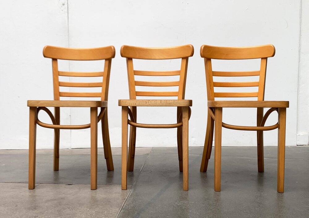 Mid-century German bentwood chairs by ZPM Radomsko for Mobilair, 1950s, set of 3.