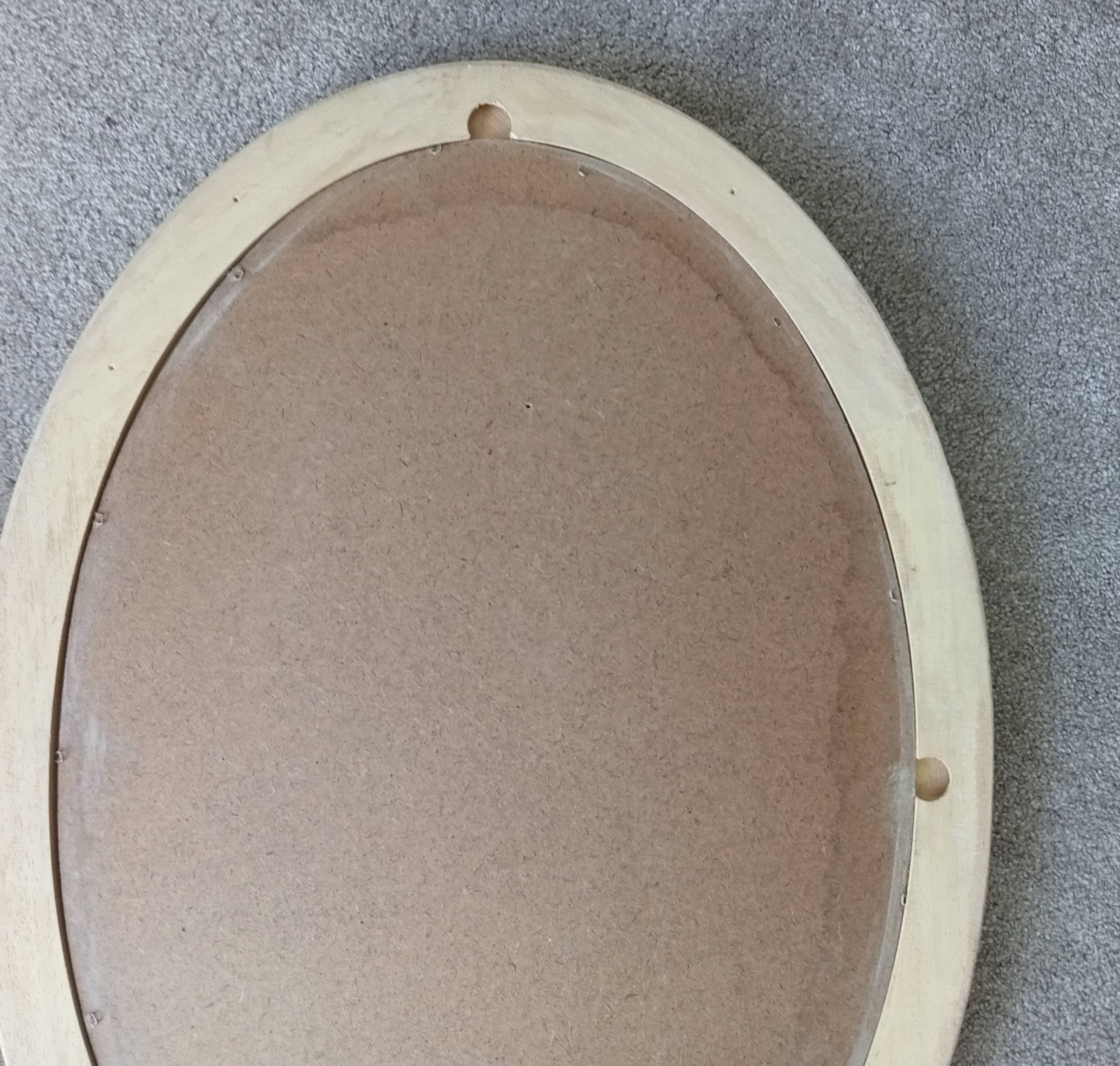 Miroir ovale vintage en bois patiné