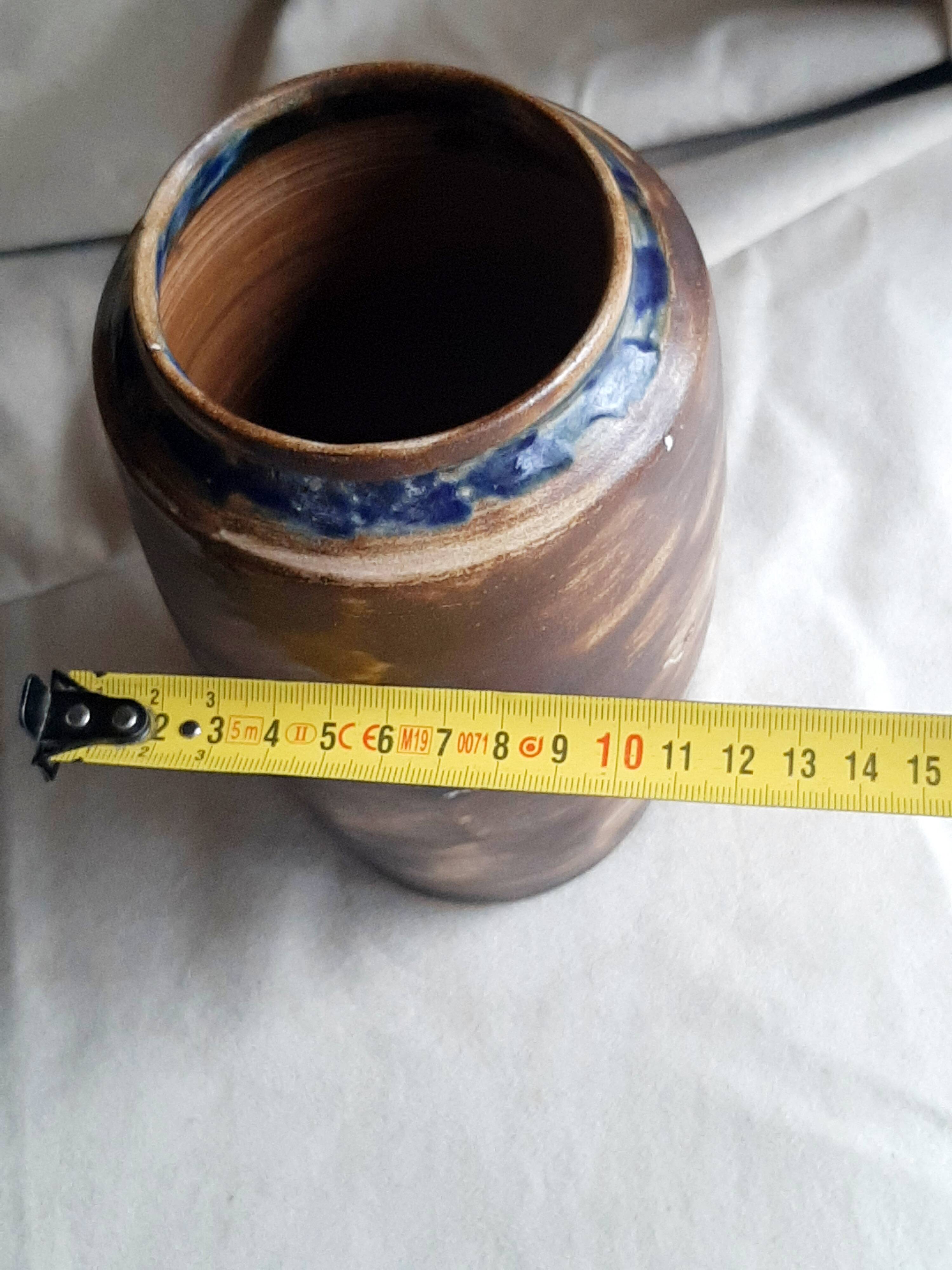 Glazed stoneware vase signed