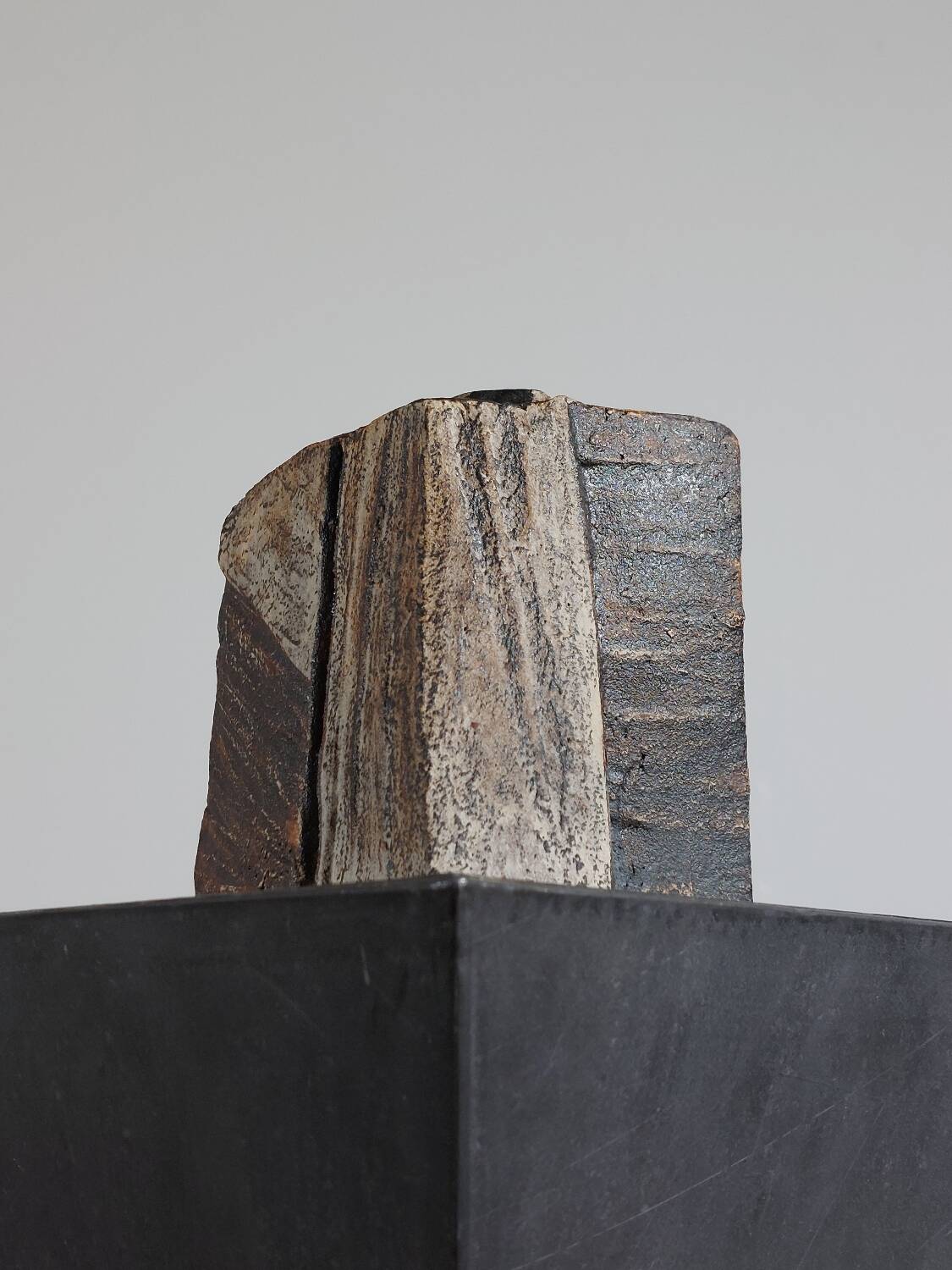 Rare cubist-painted artistic ceramic vase by Gerhard Liebenthron.