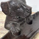 Old bronze pen holder, dog, vintage decoration, flea market XXth