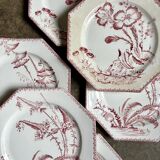 6 flat plates in ironstone Clairefontaine, "Indiana" service.