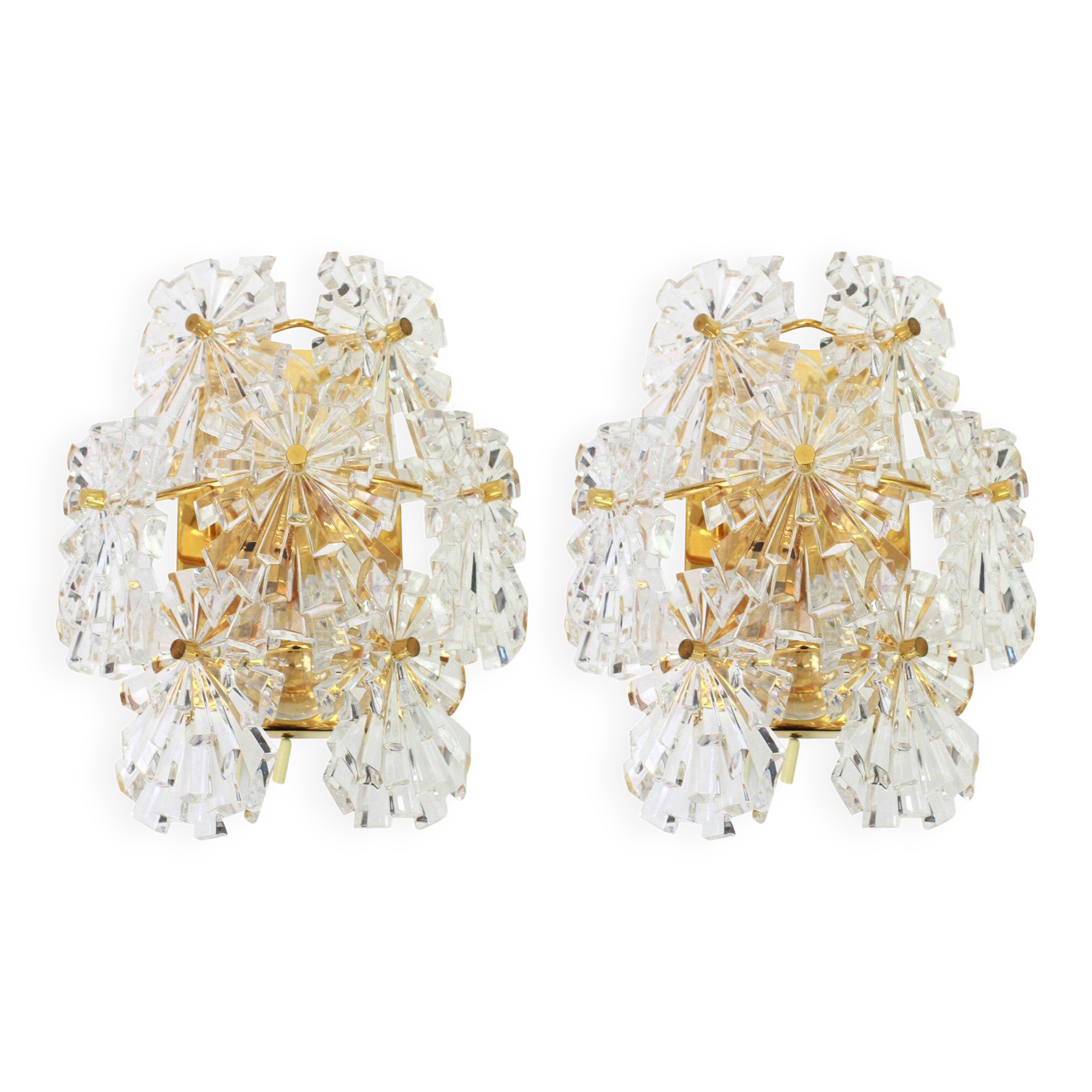 Pairs of crystal wall lights by Kinkeldey, Germany, 1970s