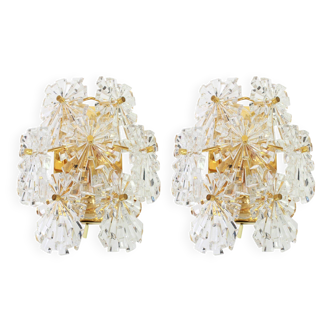 Pairs of crystal wall lights by Kinkeldey, Germany, 1970s