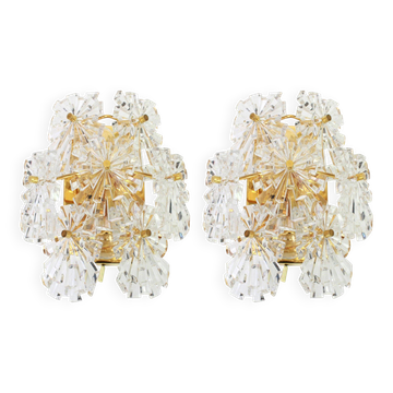 Pairs of crystal wall lights by Kinkeldey, Germany, 1970s
