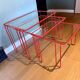 Red tubular nesting tables, 1970s, Set of 3