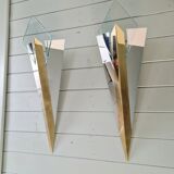 Large pair of triangular wall sconces, J.T. Kalmar, 1970-80.