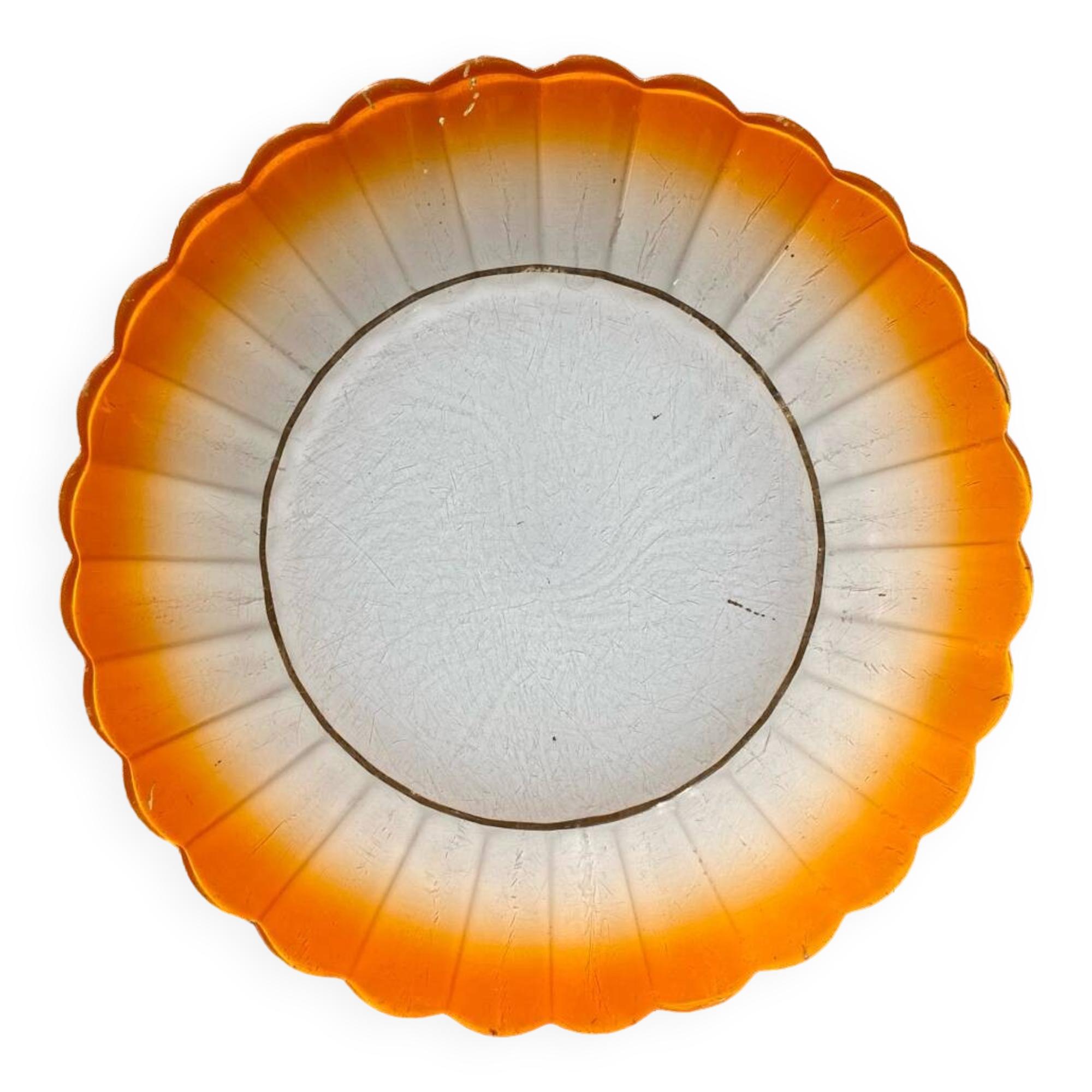Large orange tulip plate 70's