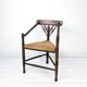 Chaise d’angle vintage antique à trois pieds en bois massif avec assise en