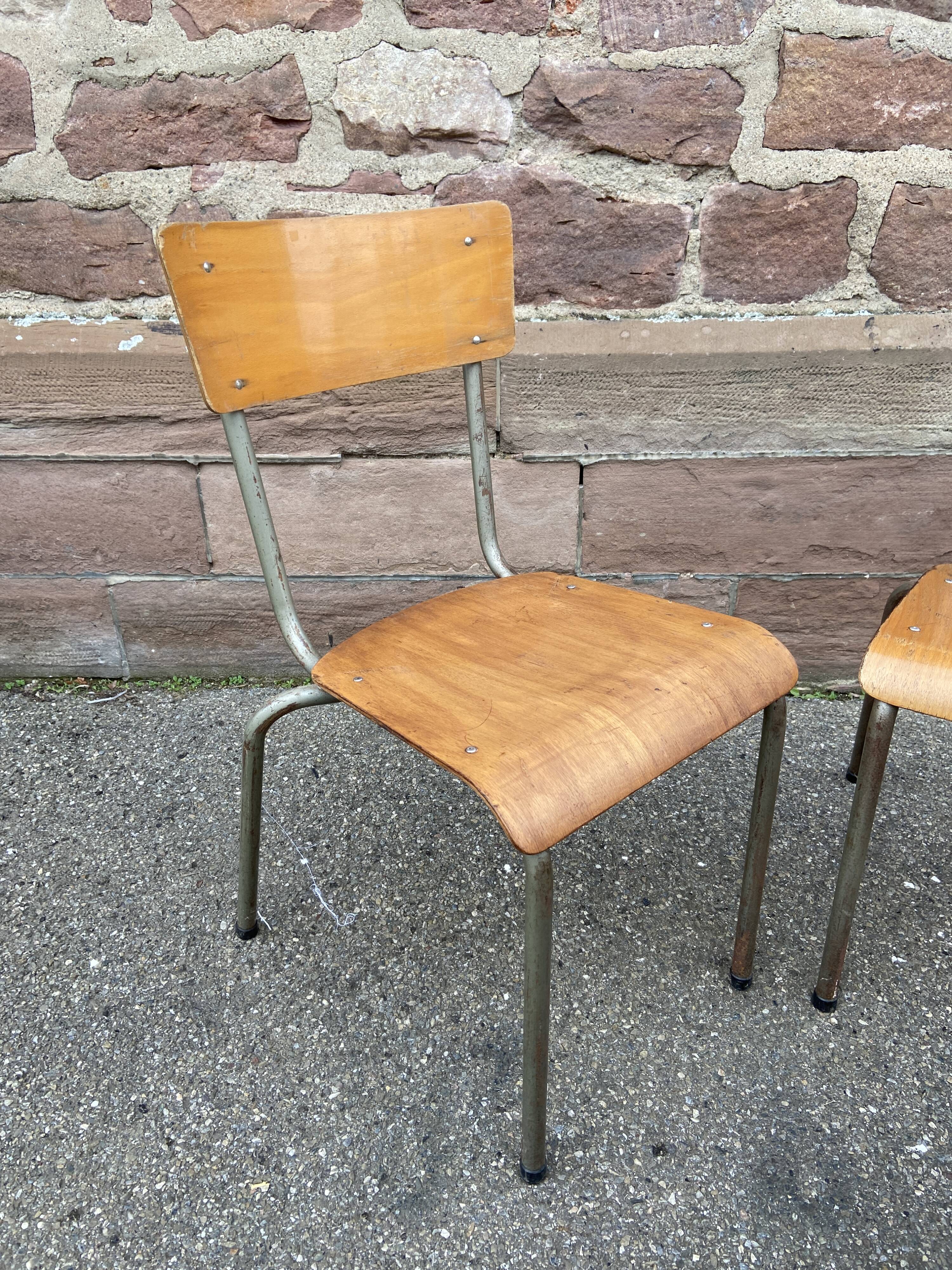 4 vintage school chairs